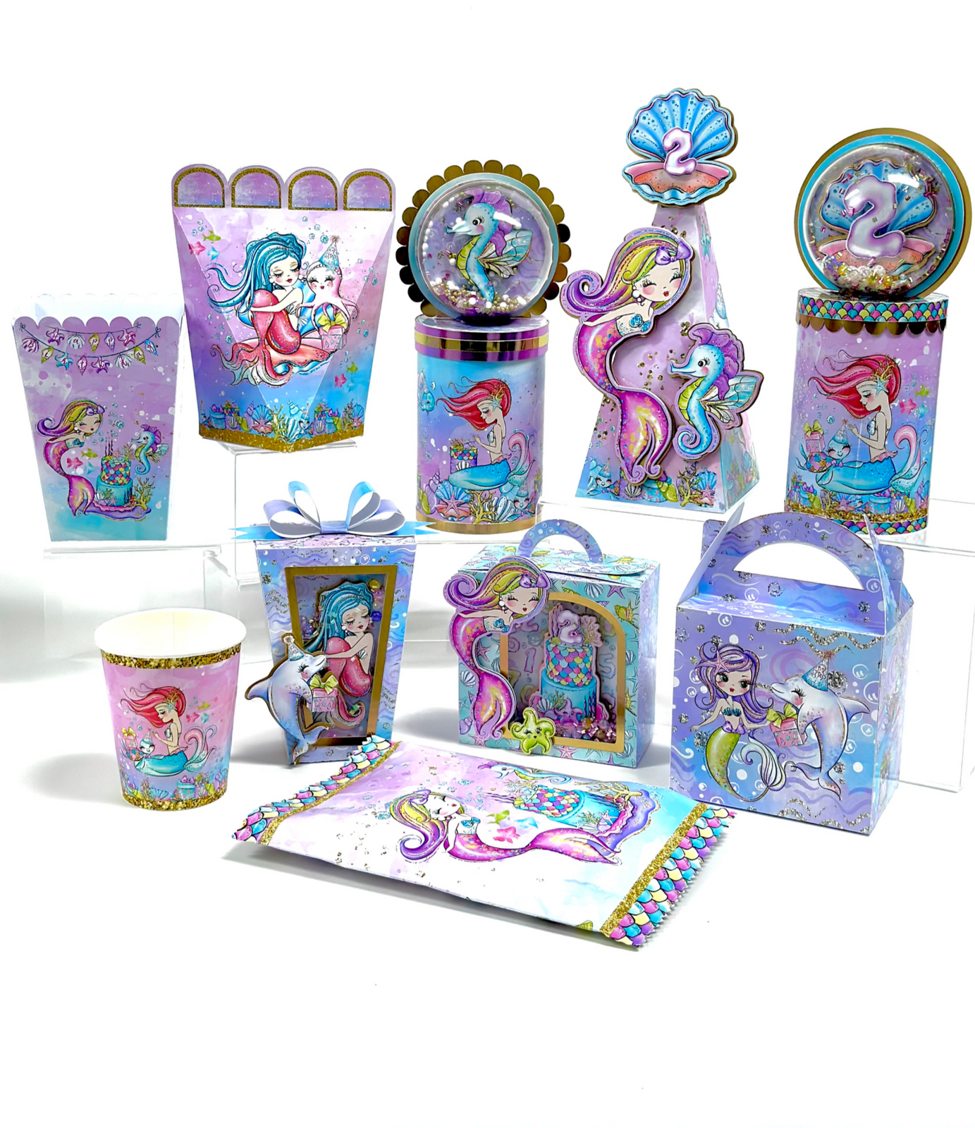Printed party favor boxes in a themed design