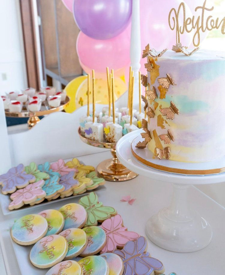 A birthday party package of cake and matching treats