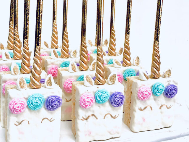 Decorated rice krispies treats on sticks